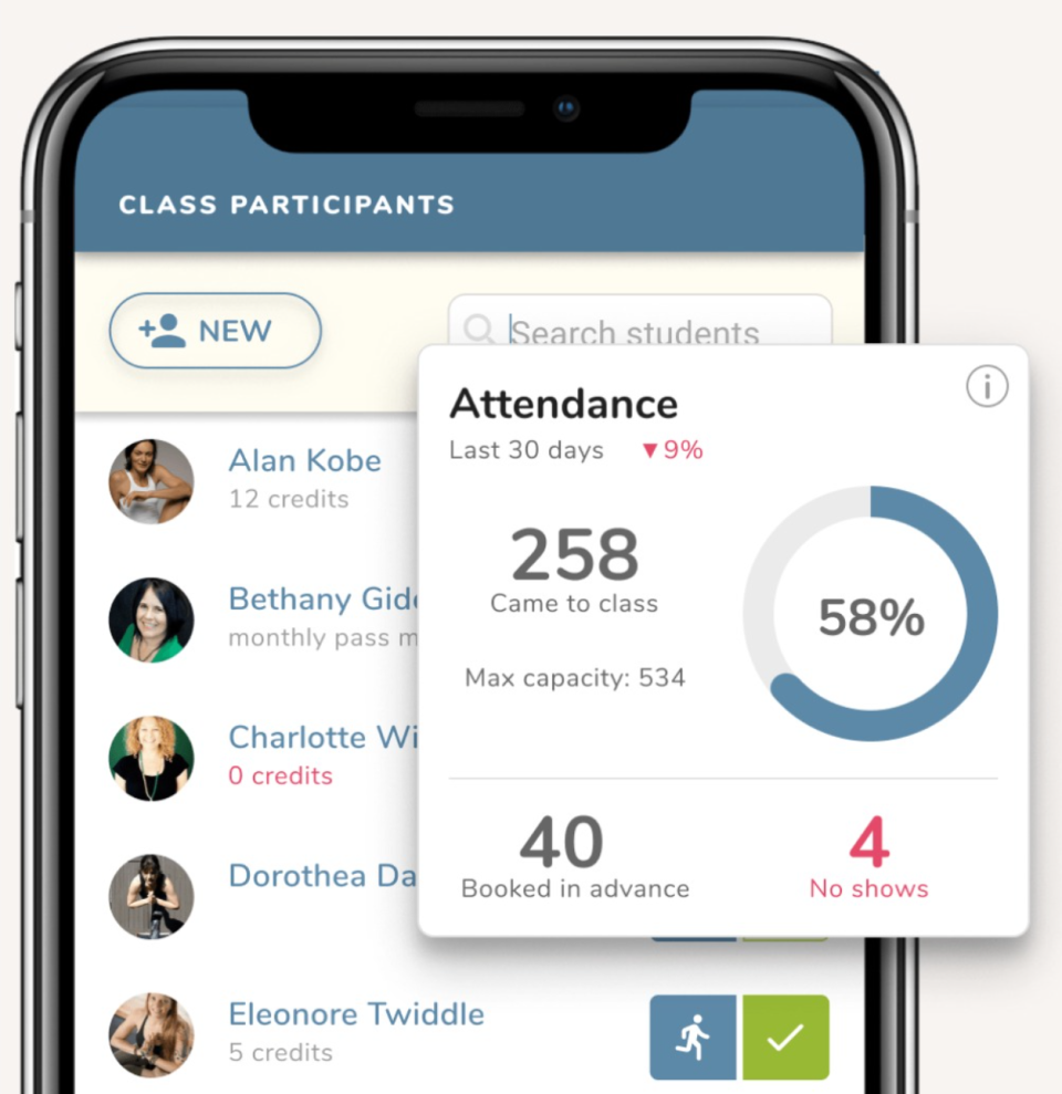 Ubindi Software - Classes, bookings & attendance: set up your schedule and let students signup for classes. Reminders are sent automatically, and you'll know in advance who's coming to class.