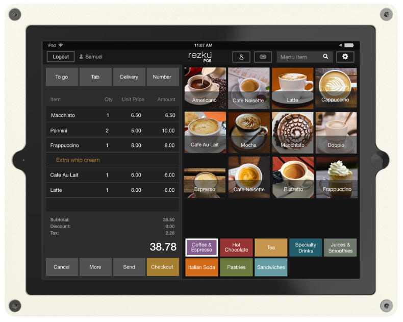 Rezku POS Software - With Rezku Coffee Shop POS users can customize each drink exactly the way customers want it, without slowing down the line