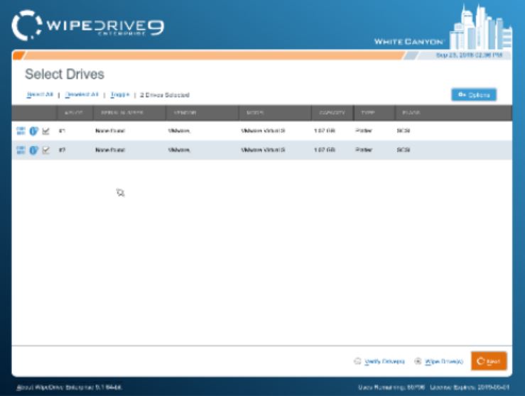 WipeDrive select drives 
