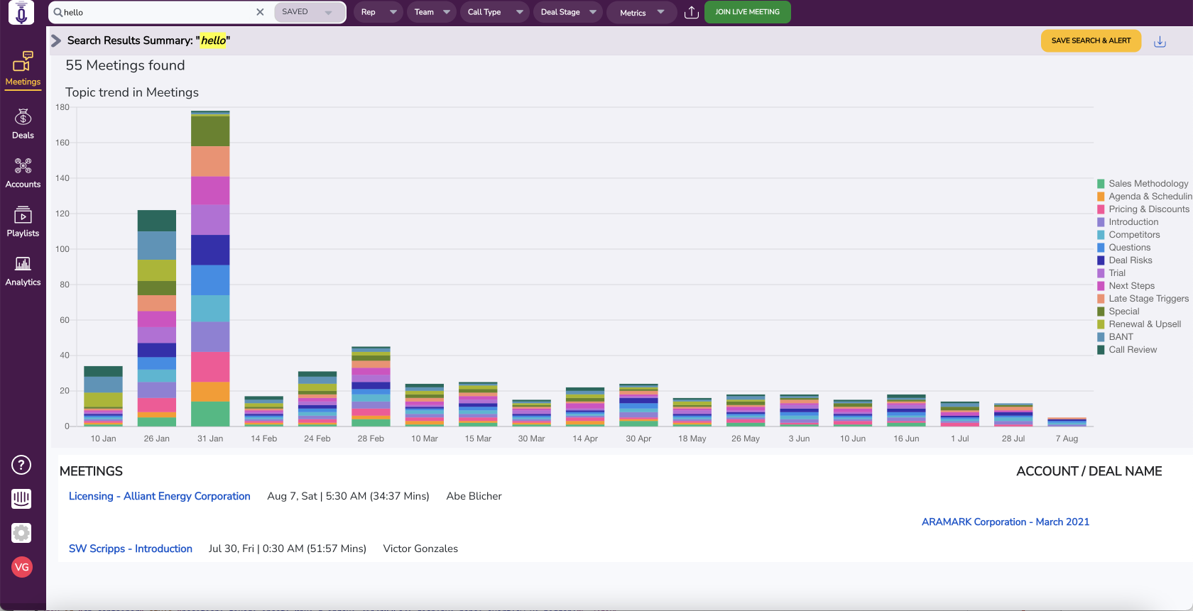 Rafiki Software - Search through all your meetings, deals, and notes in seconds. Save your search filters and set up recurring alerts for them so you never miss the action