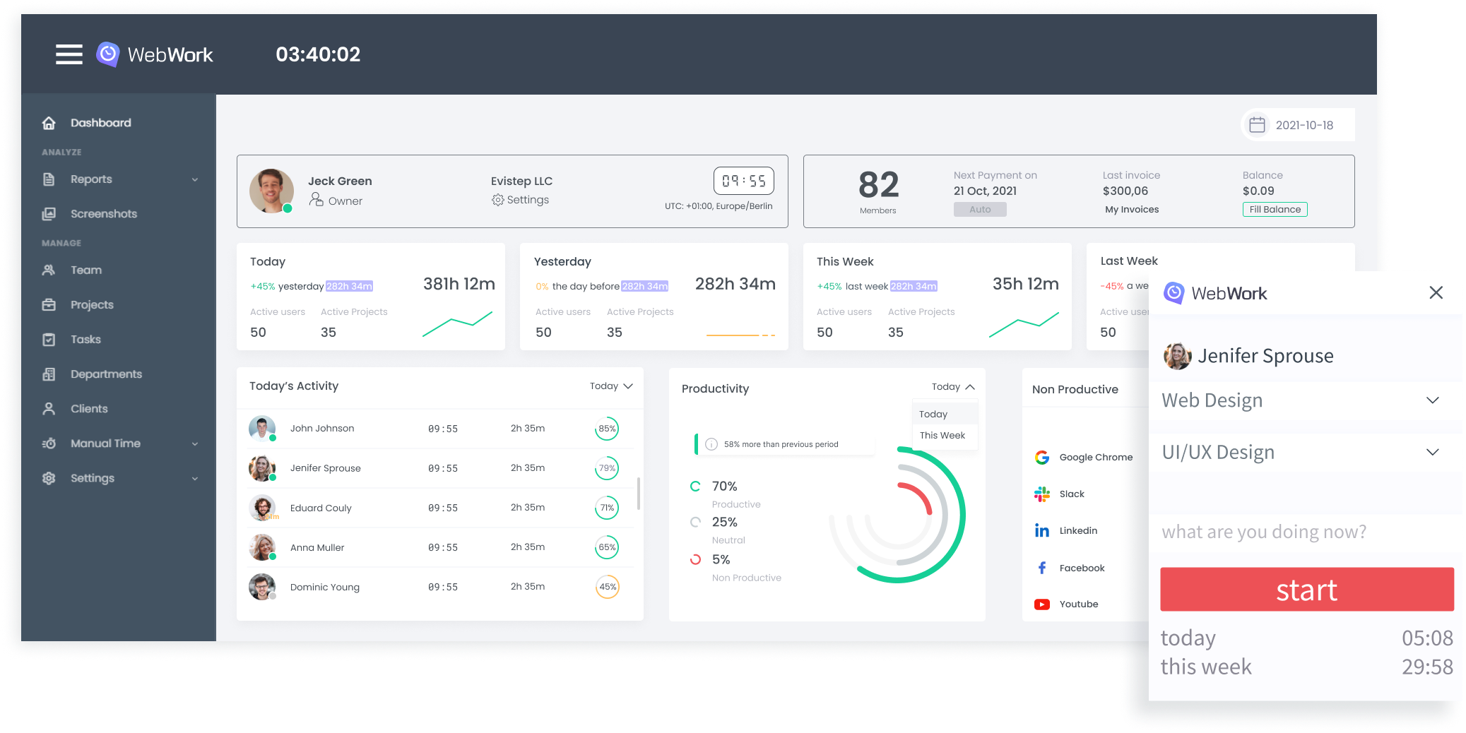 WebWork Time Tracker Software - 1