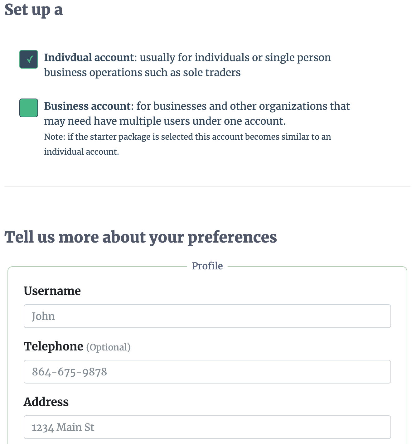 DocEndorse screenshot: Setting up your account