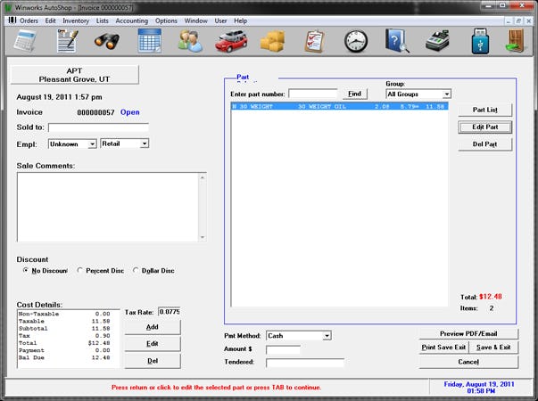 AutoShop Software - Invoice