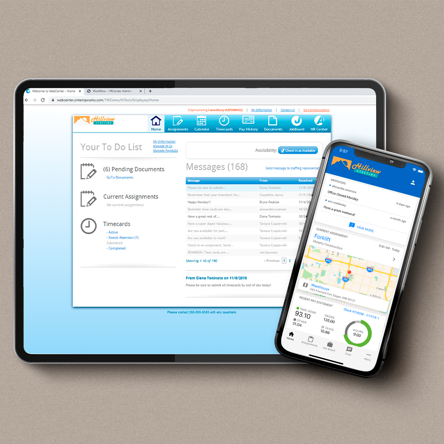 TempWorks Software screenshot: TempWorks Software user interface