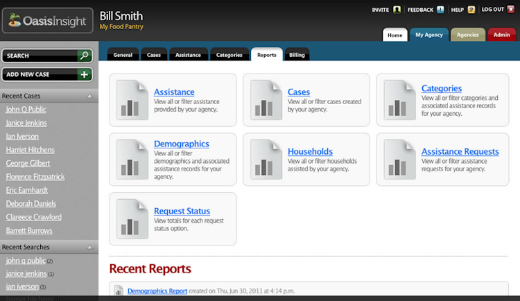 Oasis Insight screenshot: Use simple tools to generate comprehensive reports