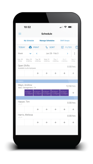 Simply review your schedule with this easy interface