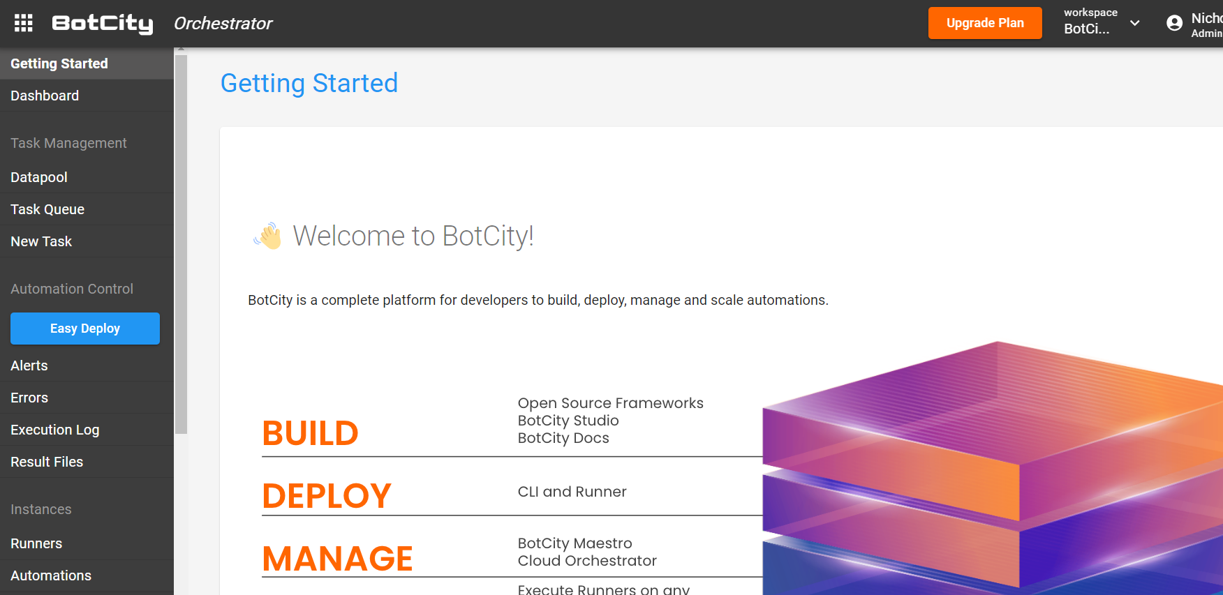 BotCity screenshot: BotCity Orchestrator - Getting Starter