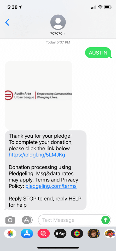 Pledge Software - Custom Text-to-Donate Number