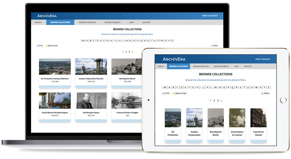 ArchivEra screenshot: ArchivEra's public portal is accessible on desktop, tablet, and mobile devices