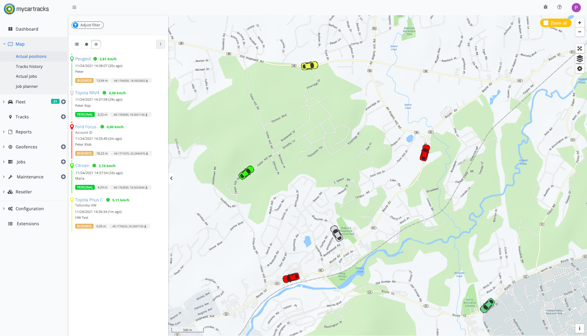 MyCarTracks screenshot: MyCarTracks real-time vehicle tracking