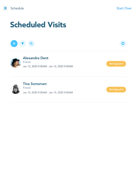 Lobbytrack screenshot: Lobbytrack scheduled visits