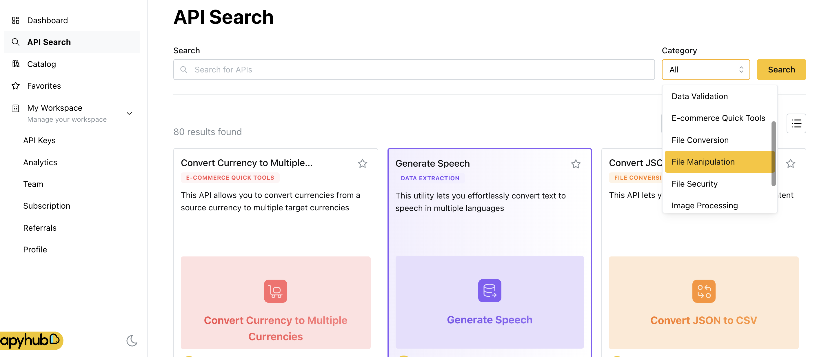 ApyHub API search
