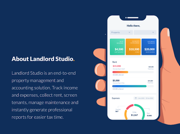 Landlord Studio  screenshot: Landlord Studio is an end-to-end solution. Log payments, track expenses, record mileage, digitize receipts and more from any device.  Instantly generate professional reports and share with your accountant to make tax time easy.