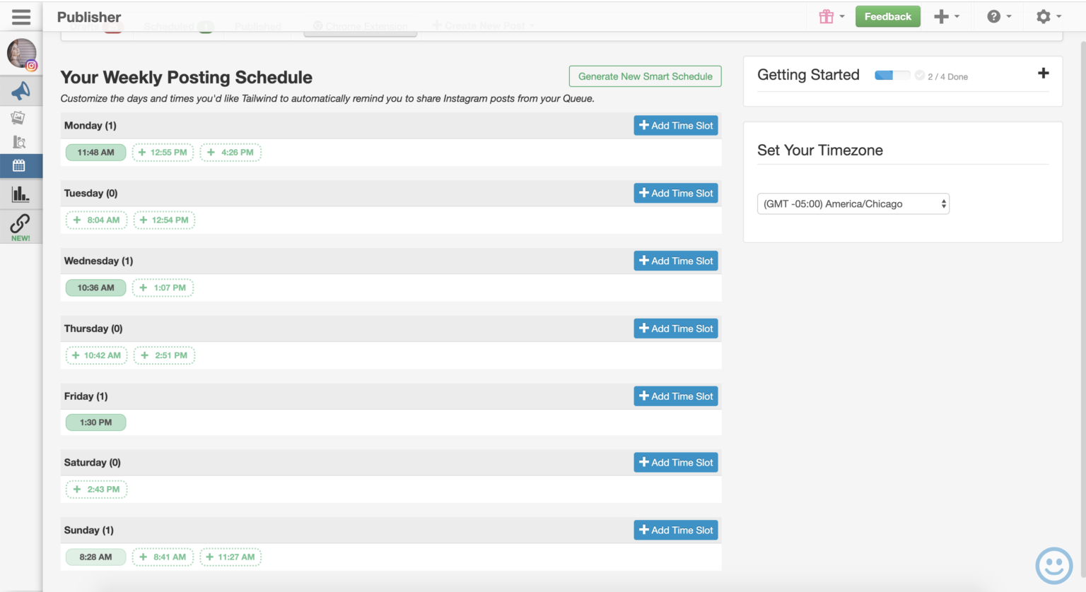 Tailwind Software - Tailwind weekly posting schedule