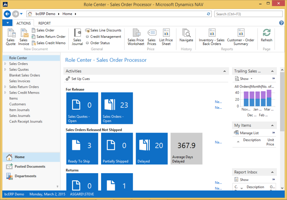 Aptean Food & Beverage ERP bcFood Edition Software - The software provides a list of sales orders for release, not shipped and returned products