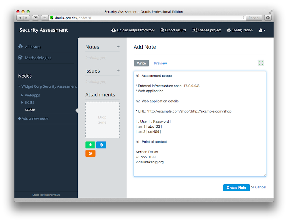 Dradis Pro Software - Security assessment