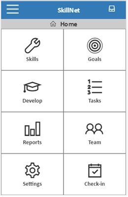 SkillNet Software - Mobile home screen is highly intuitive