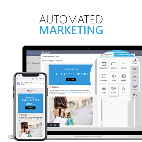 Our automated marketing toolbox includes an easy drag & drop emailing editor to create the attractive, compelling branded email campaigns