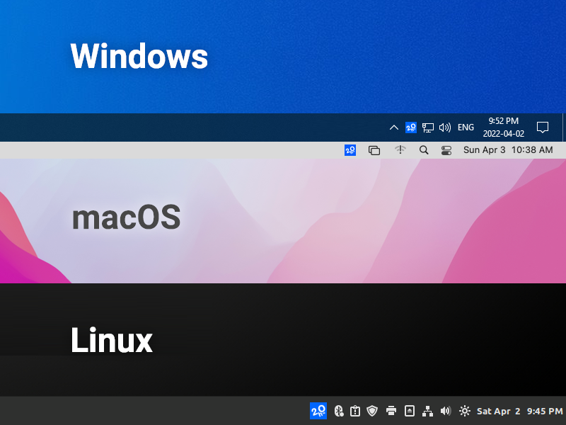 2hO Client GUI on Windows, Mac, Linux