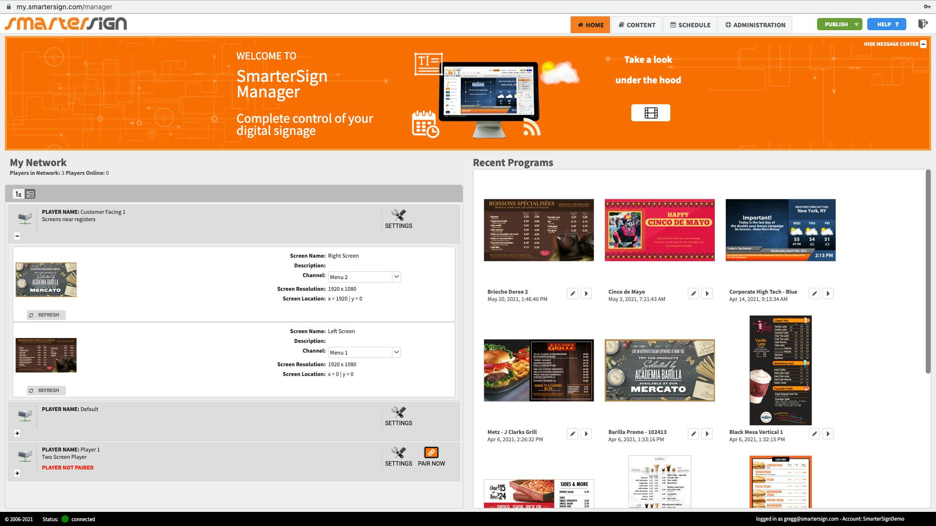 SmarterSign Software - Web based (Cloud) dashboard