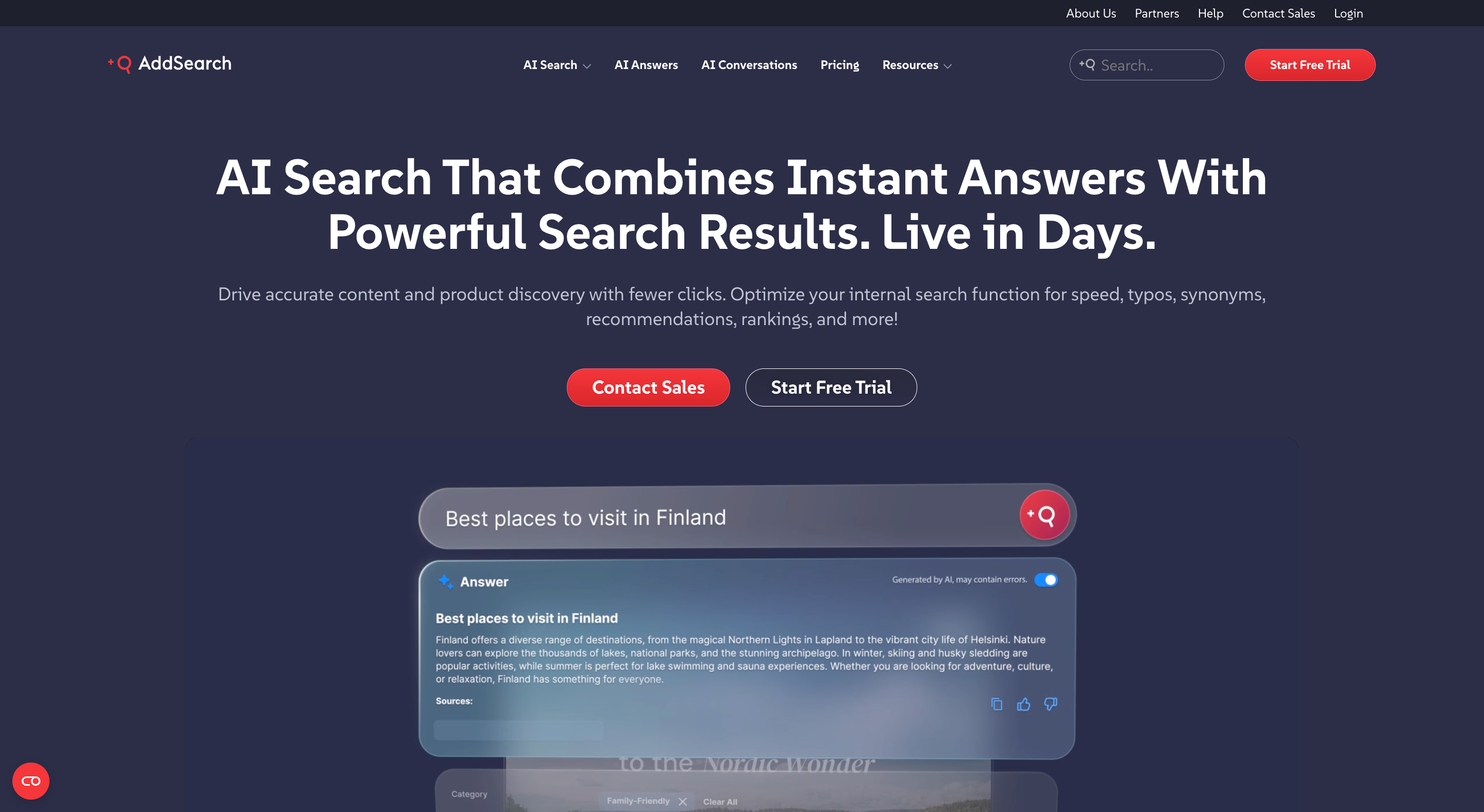 AddSearch screenshot: AddSearch Homepage