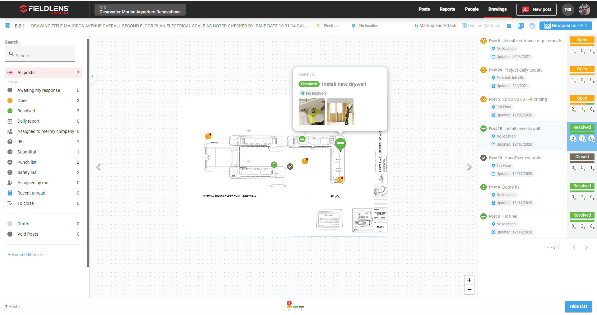 Fieldlens screenshot: Dashboard