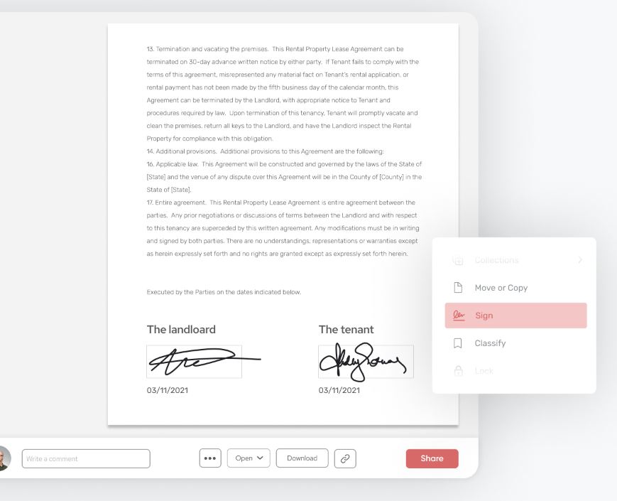 Oodrive Sign screenshot: Digital signature