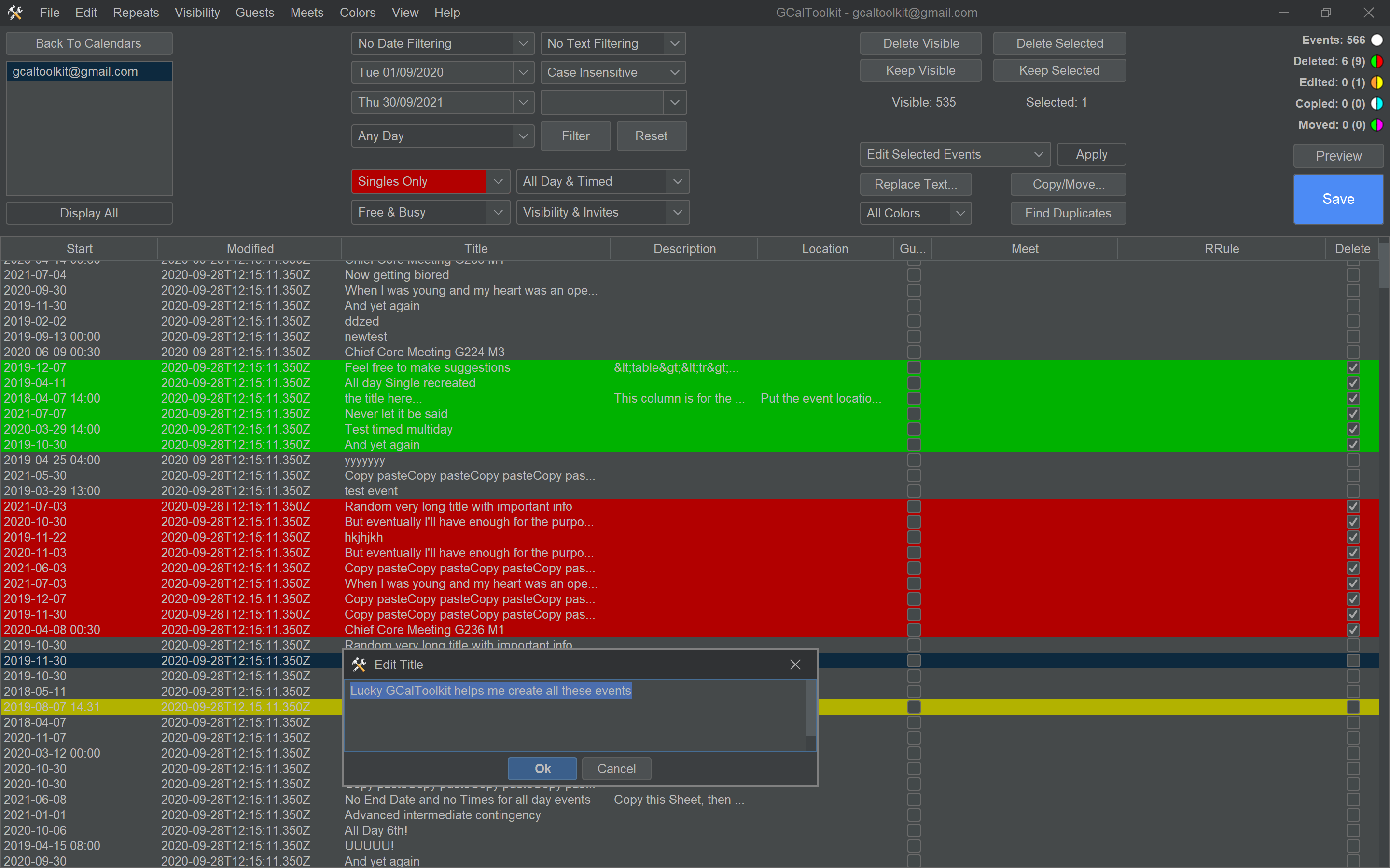 GCalToolkit screenshot