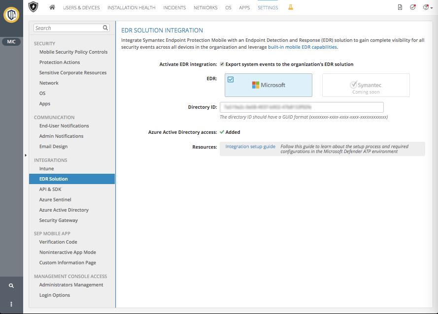 Broadcom screenshot: Broadcom EDR solution