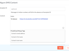 Zoho Campaigns Software - Merge tags in SMS campaigns content
