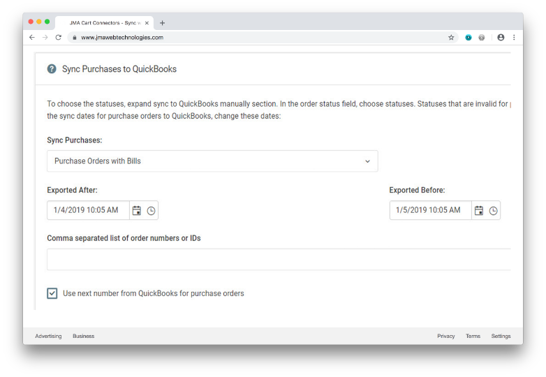 Connex sync purchases