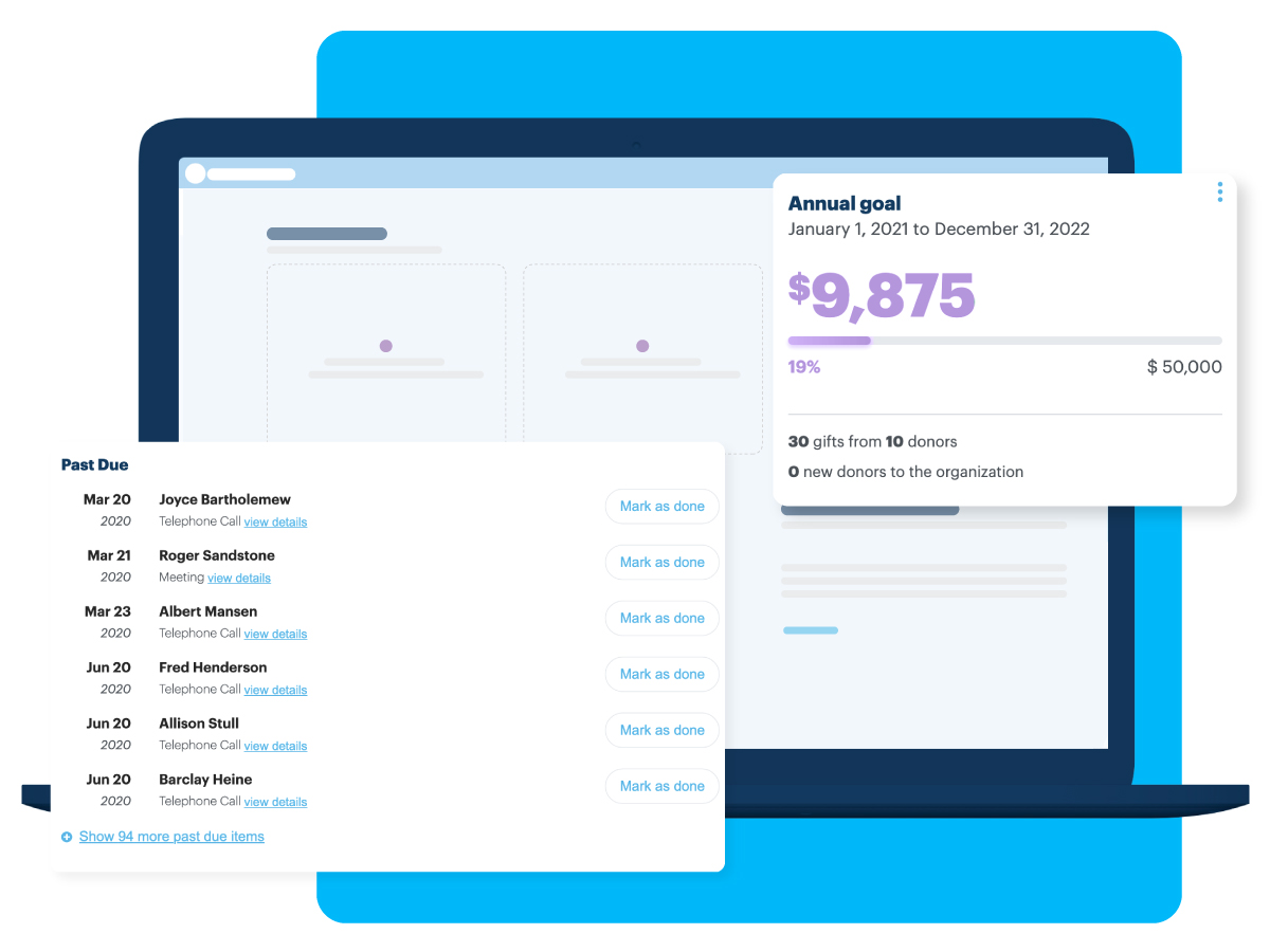 DonorPerfect Fundraising goals allow you to track your team's progress.