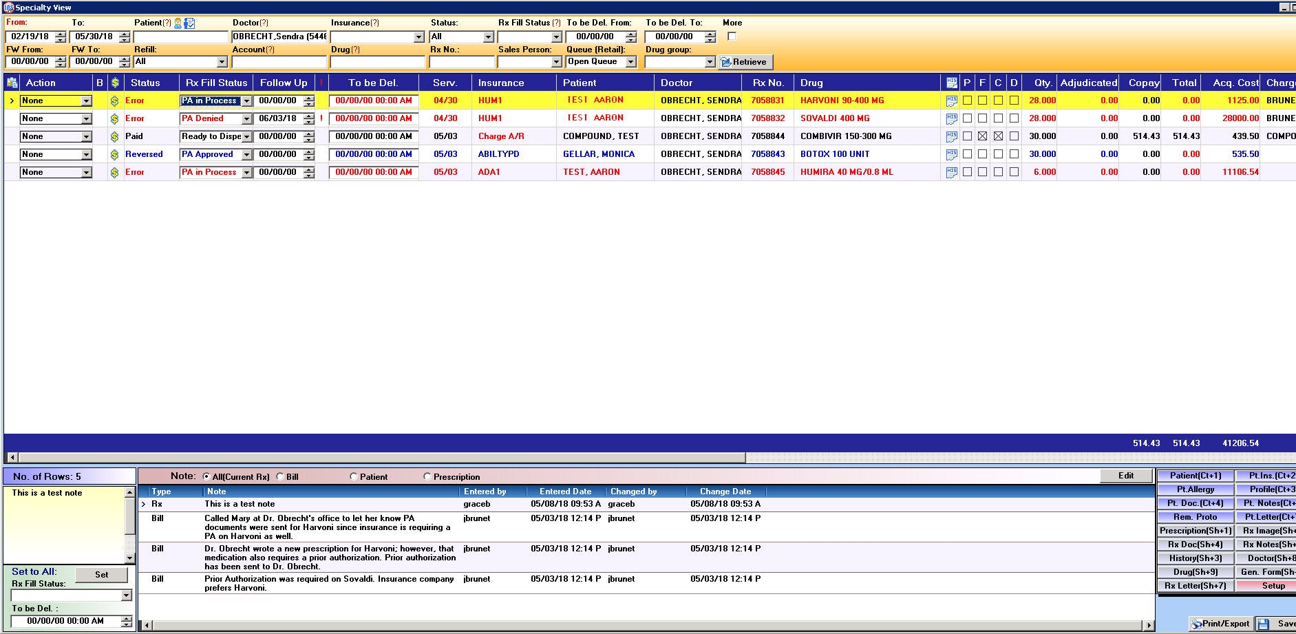 SRx Software - Specialty View