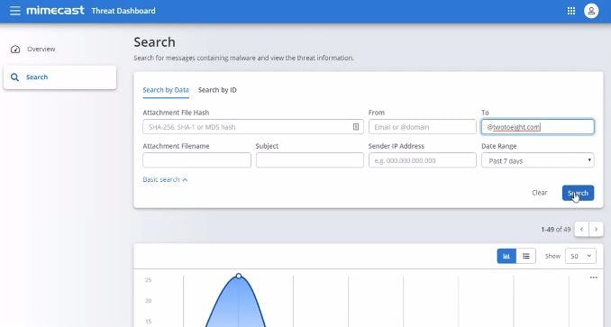 MimeCast Email Security Software - MimeCast Email Security search functionality