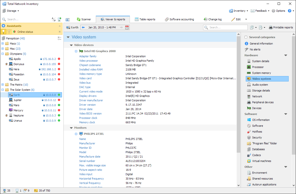 Total Network Inventory screenshot: Total Network Inventory report viewer