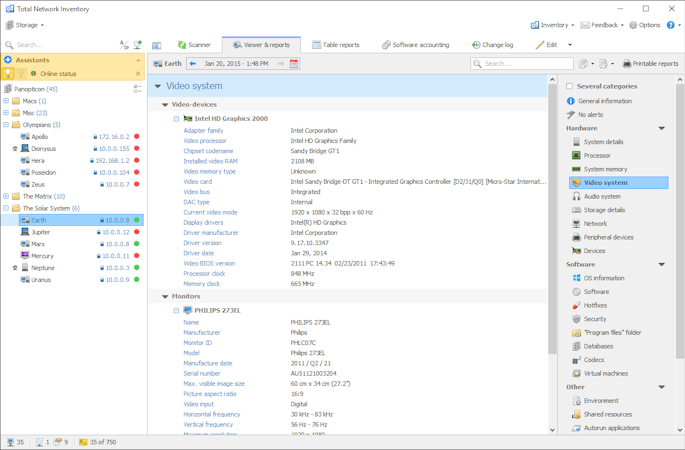 Total Network Inventory screenshot: Total Network Inventory report viewer