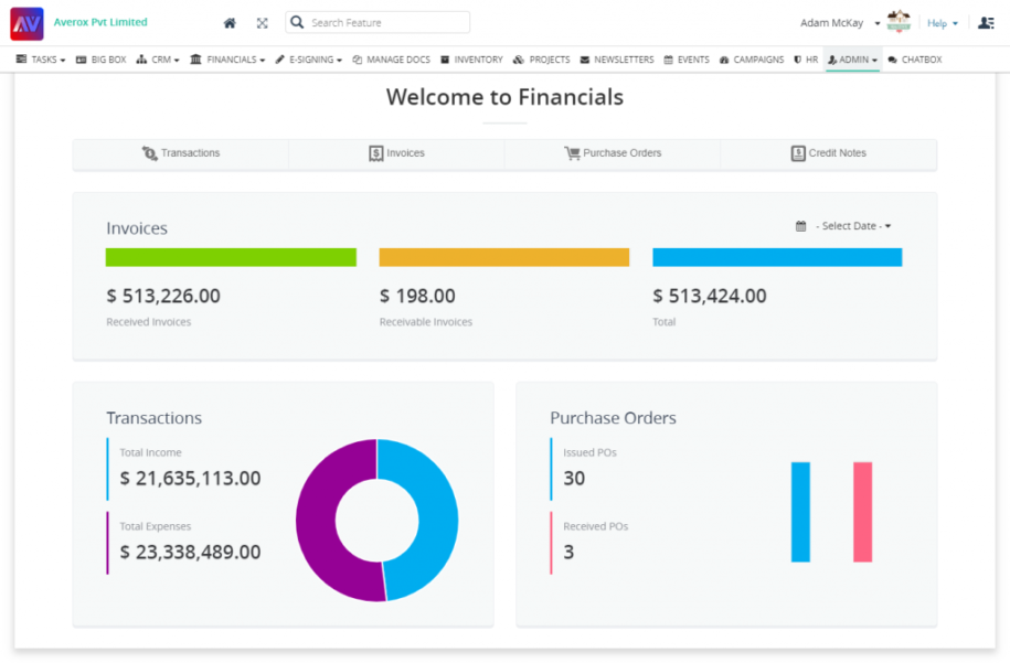 Averox Business Management screenshot: Averox Business Management finance management