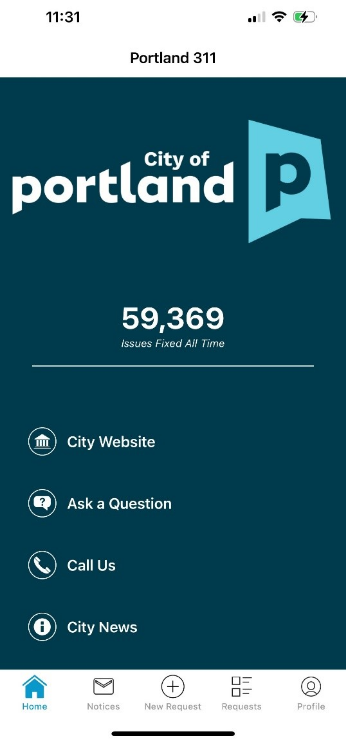 CivicPlus SeeClickFix 311 CRM Software - Municipality Branded SeeClickFix 311 CRM Marketplace App Main Screen, All-time issues resolved