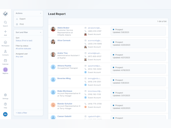 Less Annoying CRM Software - Pipeline report - your workflow tracking tool that allows you to see where everyone is in any given process. Easily sort and filter this report to pull up all the contacts you need to see.