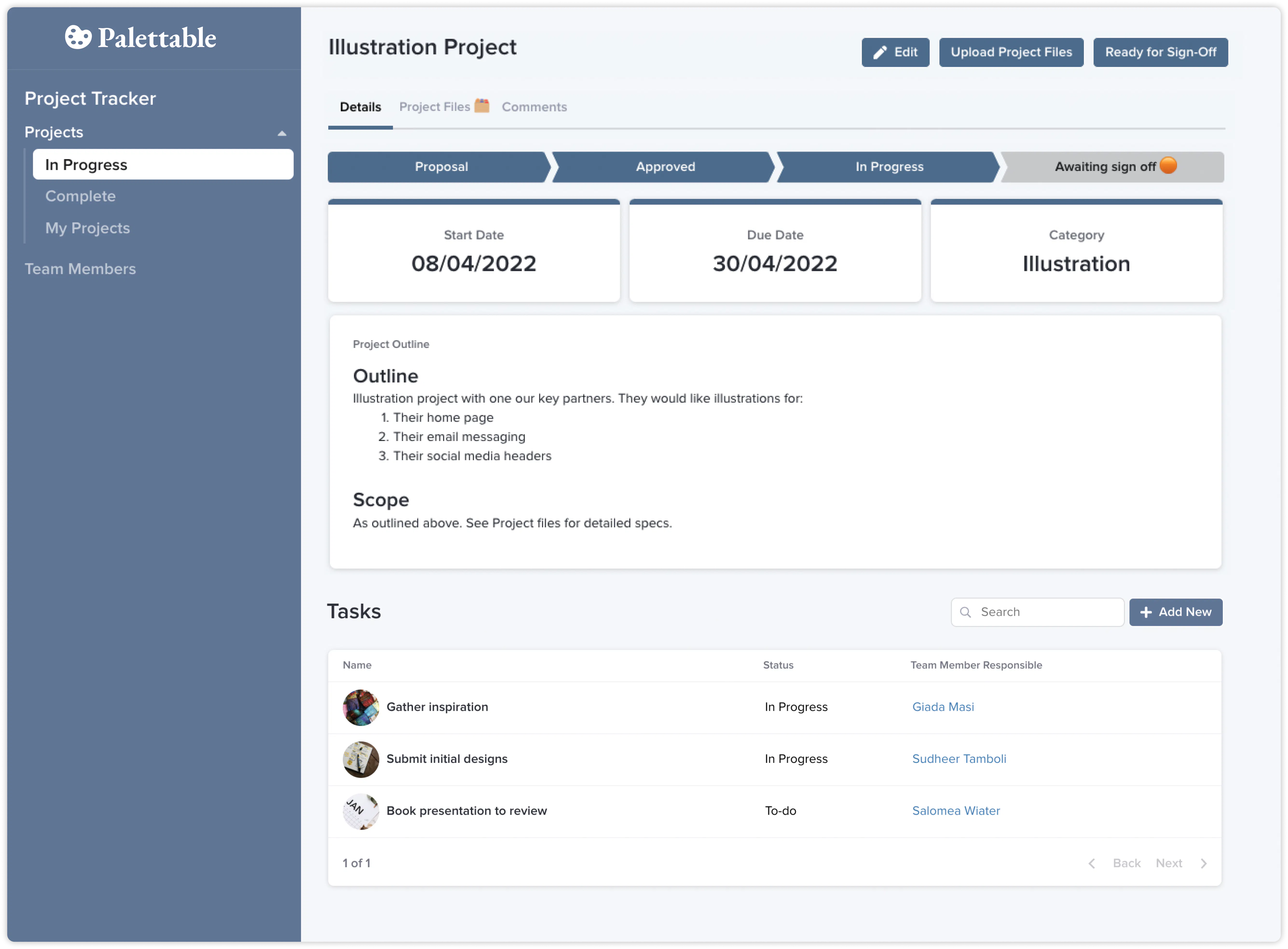A project management app built in Stacker