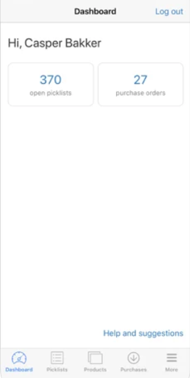Picqer screenshot: Picqer dashboard
