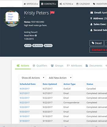 Focus3 screenshot: Focus3 contact management