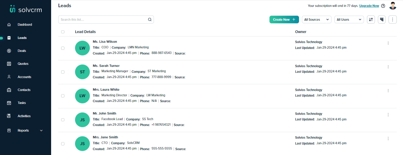 SolvCRM Software - 4