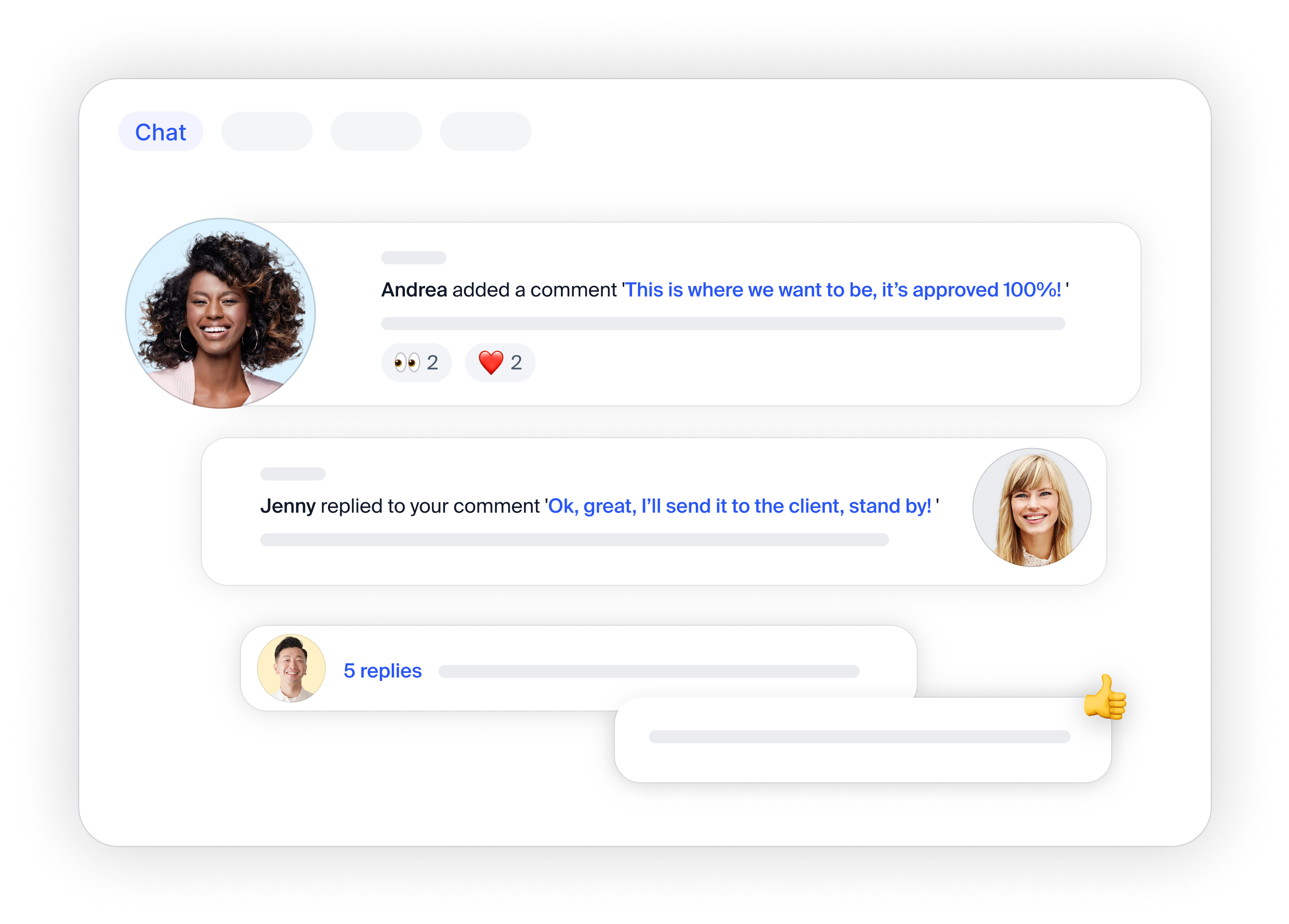 Have Discussions 💬 Endless emails and cluttered channels are frustrating and unproductive. So we designed a simpler, lighter tool for your team to chat without feeling lost or overwhelmed.