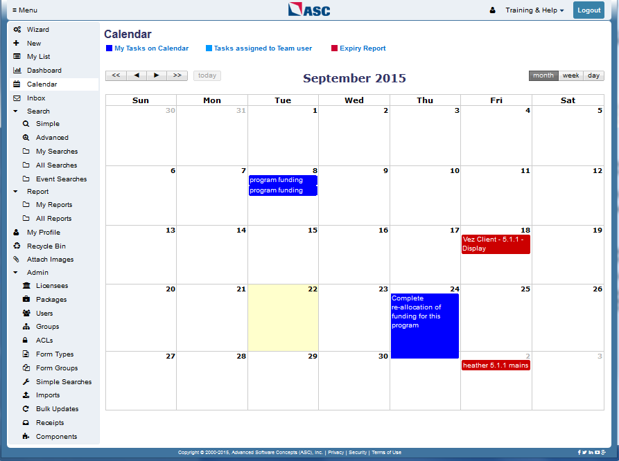ASC Contracts calendar