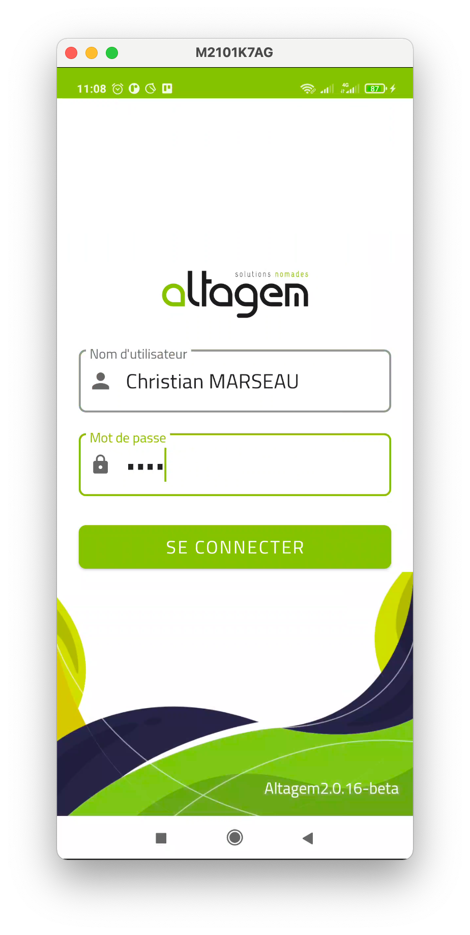 Altagem screenshot: Interface mobile d'Altagem Gestion Interventions
