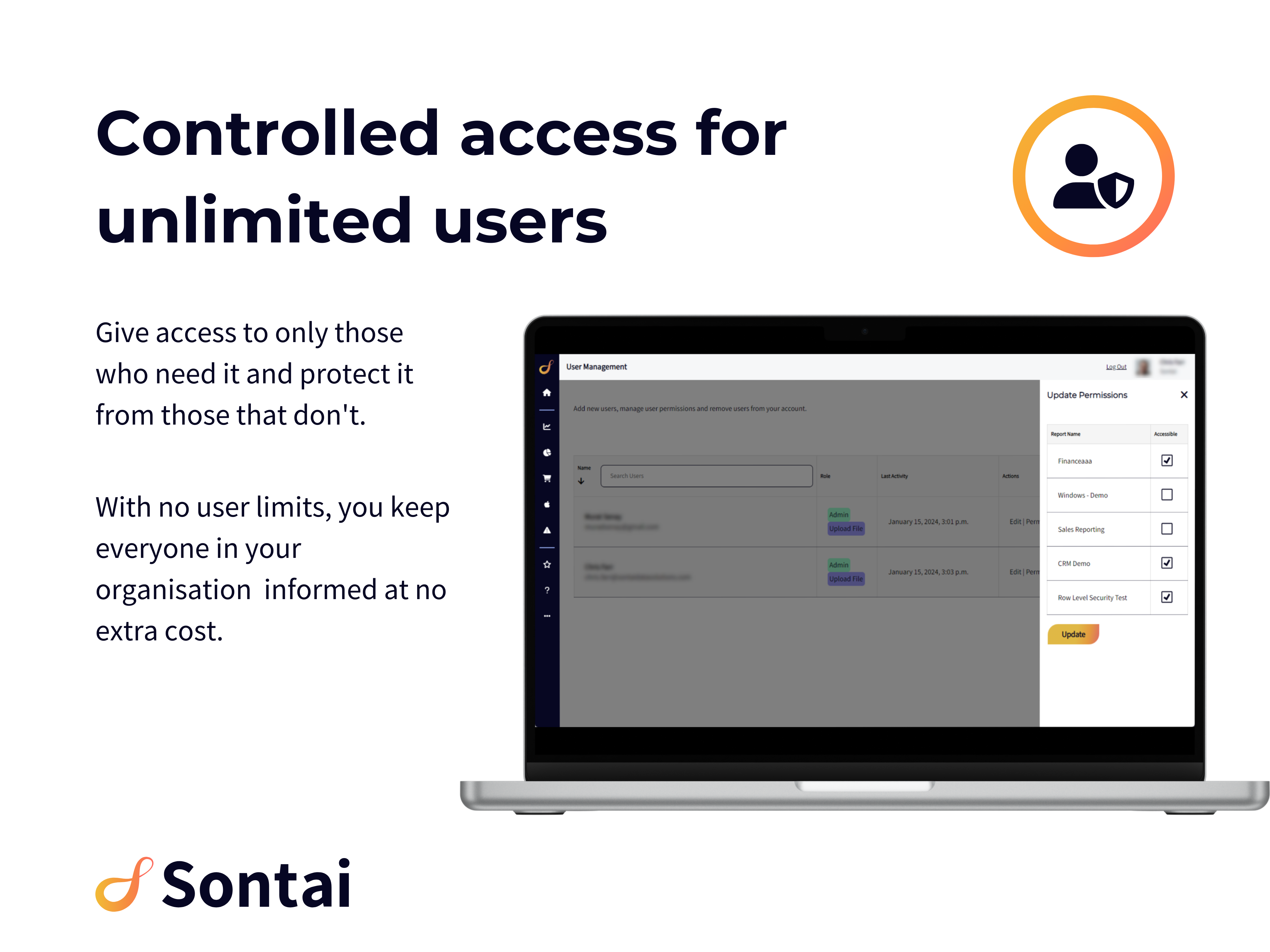 Control access to your business data and reports with Sontai