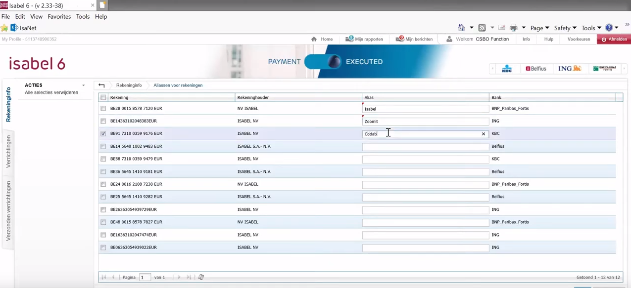Isabel 6 screenshot: Isabel 6 invoice