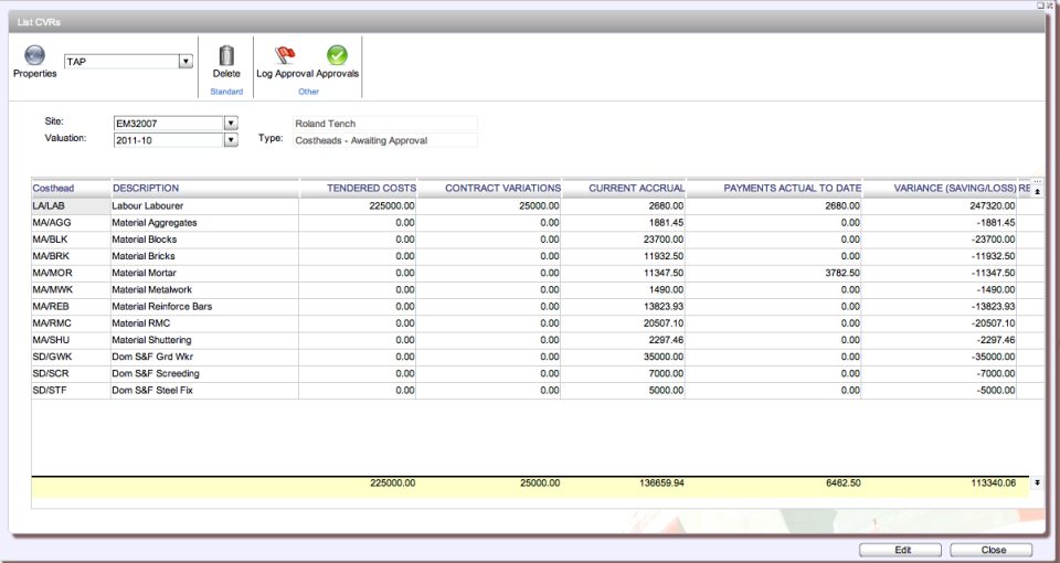 Redsky ERP screenshot: Redsky ERP CVRs
