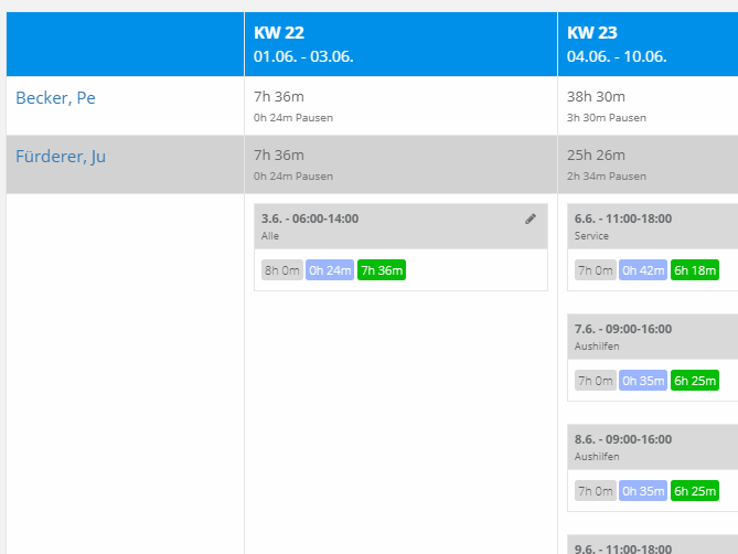 schichtplaner-online screenshot: schichtplaner-online demo